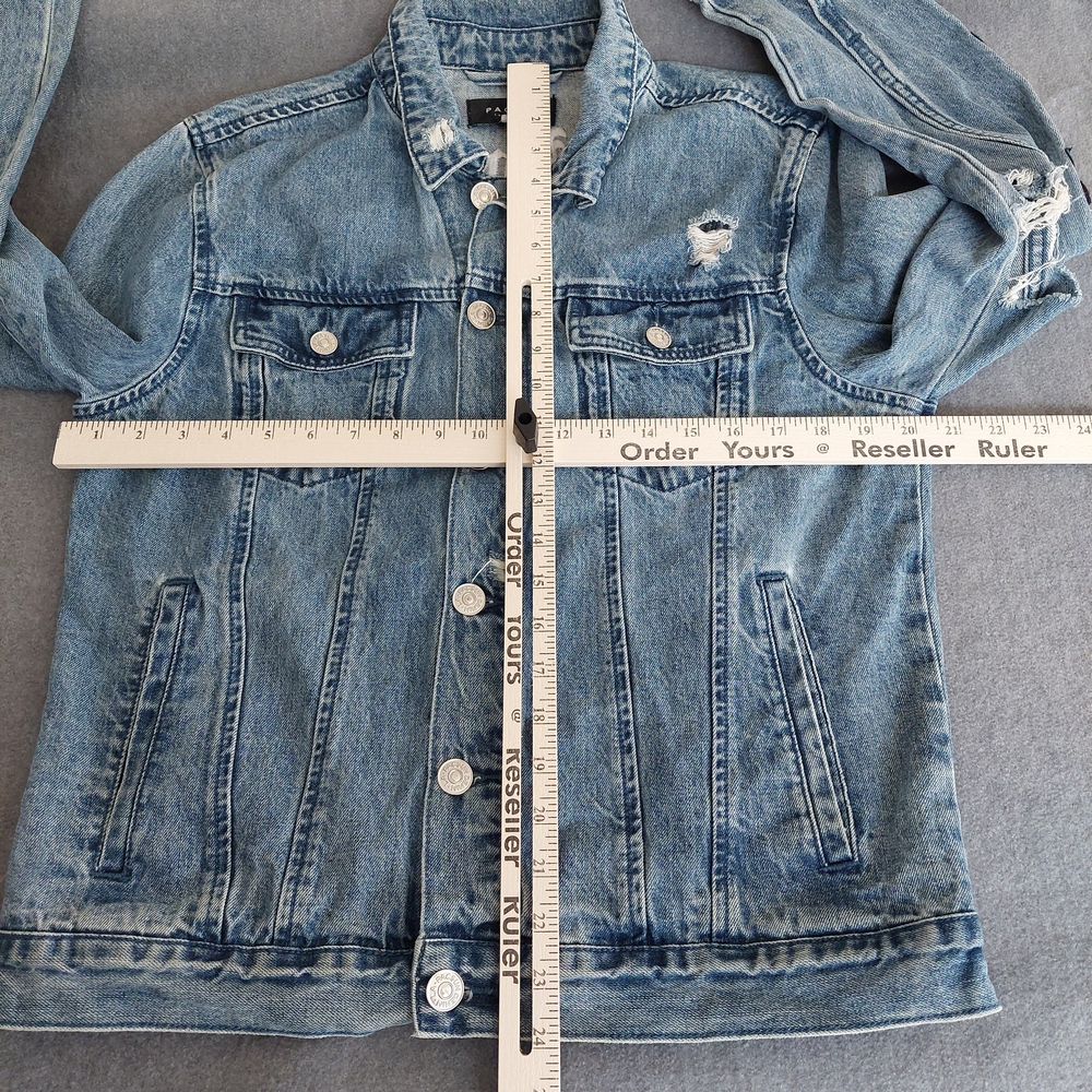 PacSun Los Angeles Distressed Denim Jacket with Rose Embroidery - Size S - Picture 4 of 9